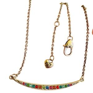 Brighton Contempo Ice Rainbow Necklace Swarovski Jeweled Crystal Silver Plated